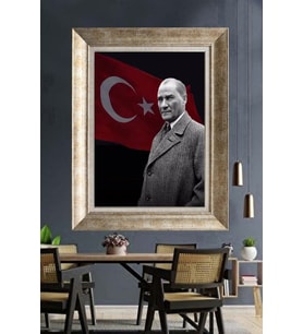 Gümüş Çerçeveli Atatürk Tablo za84