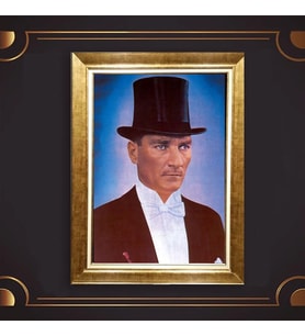 Özel Seri Paspartulu Çerçeveli Atatürk Tablo l46 (Gold)