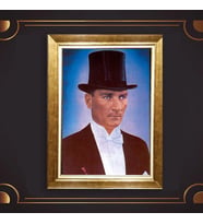 Özel Seri Paspartulu Çerçeveli Atatürk Tablo l46 (Gold)