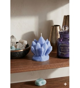 Buz Kristali 3'lü Mum - Mumelia Candles Doğal Soya, El Yapımı, Dekoratif - Buz Mavisi