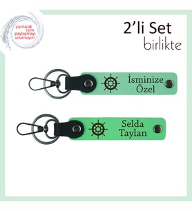 Yön Bulanlara Özel Tasarım, Gemi Dümeni Temalı Anahtarlık Seti, Açık Yeşil-Fıstık Yeşil