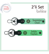 Yön Bulanlara Özel Tasarım, Gemi Dümeni Temalı Anahtarlık Seti, Açık Yeşil-Fıstık Yeşil