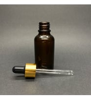 30 Ml Amber Cam Damlalıklı Şişe , Gold Metalik Kapak , 30 Cc Kahverengi Cam Damlalıklı Şişe x 6 Adet