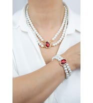 Kristal Taşlı Cam İnci Kolye Bileklik Set