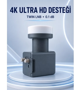 Uydu Anten LNB Twin Çıkışlı 0.1 dB Ku Band 4K Ultra HD Uyumlu