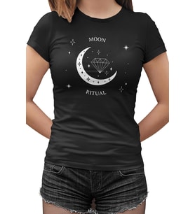 Diamond Moon Siyah Kadın Tshirt