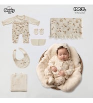 KIZ BEBEK MÜSLİN KUMAŞTAN ÇİÇEK KABARTMALI 10 LU SET 0-3 AY