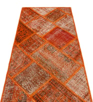Turuncu Patchwork El Dokuma Halı Eskitme Stili Dokulu Yüzey Salon Koridor Yatak Odası