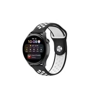Watch 20mm Spor Delikli Kordon - Siyah-Beyaz