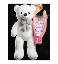 Sevgili Hediyeleri 90cm Ayıcık ve Pembe Buket