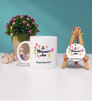 Anneler Günü Hediyesi Anneye Hediye - 3 - Kupa Bardak ve Ahşap Anahtarlık Hediye Seti