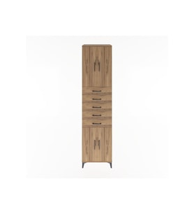 Hyperion Dolap 3 Raflı 5 Çekmeceli 4 Kapaklı 60x44x243 Çam-Çam