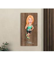 BK Gift Kişiye Özel Kadın Koşu Karikatürlü Kabartma Figürlü Ahşap Tablo-1, Arkadaşa Hediye, Sevgiliye Hediye, Duvar Dekoru
