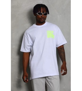 Erkek Baskılı T-Shirt Kısa Kol Bisiklet Yaka Regular Fit Tişört - Beyaz