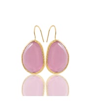 Kadir Jewellery 22 Ayar Altın Kaplama Fosil Taşlı Küpe -El İşçiliği Ve Hipoalerjenik Küpe