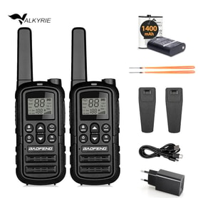 Valkyrie PMR Baofeng 2’li El Telsizi Seti – Lisanssız Kullanım, 22 Kanal, LED Fenerli, USB-C Şarj