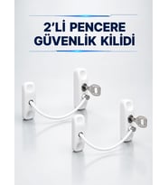 Anahtarlı Pencere Güvenlik Aparatı Beyaz Kablolu Açılma Sınırlayıcı 2’li Set
