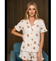 Night Kadın Casual Rahat Desenli Pijama Takımı