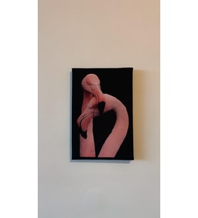 Çift Flamingo Natürel Tasarım Ahşap Çerçeve Ev İşyeri Ofis Duvar Kanvas Tablo ANML4 (Çok Renkli)