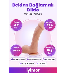 22,2 Cm Realistik Vantuzlu Belden Bağlamalı Dildo – iyimor