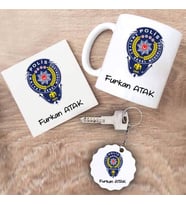 Polis Kupa Bardak Altlık ve Anahtarlık Hediye Seti (Model 1)