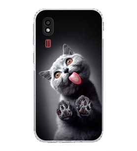 PrintiFy Samsung Galaxy A2 Core ile Uyumlu Kedi 2 Kamera Korumalı Şeffaf Kılıf