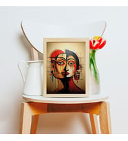 Ezgoola / Soyut Kadın Portresi / Renkli Modern Sanat / Yatak Odası Tablo / Ev Tablo / Poster / Hediye (Silver)