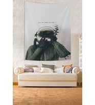 All We Have İs Now Yazılı Astronot Leke Tutmaz Kumaş Duvar Örtüsü Duvar Halısı Tapestry PNTR178, 140 x 230