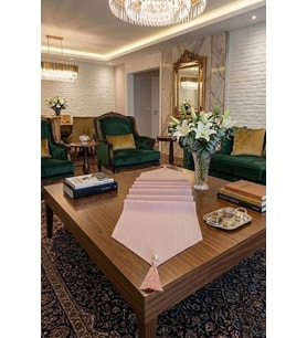 Çizgili Tek Runner, Colber Tek Runner 40x140cm Pudra