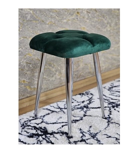 Kare Krom Kaplama Konik Ayaklı Tabure - Oturak - Bar Taburesi - Ayaklı Tabure Yeşil Renk 48 x 33 Boyut/Ebat (Çok Renkli)