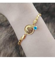 ALTINBEYI Ata Çeyrek Altınlı Pullu Zincirli Bileklik