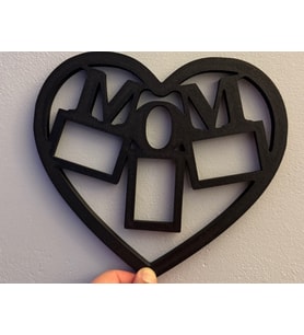Kişiye Özel Kalp Tasarımlı MOM Fotoğraf Çerçevesi - 3D Baskı Duvar Dekoru