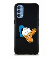 Oppo Reno 4 Soft Premier Kapak Donald Duck-E Tasarımlı Silikon Kılıf - Siyah (Şeffaf)