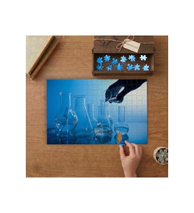 Deney Şişeleri - İlaç- Laboratuvar Tasarımı 240 parça Ahşap Puzzle Ahşap Kutuda MP00302