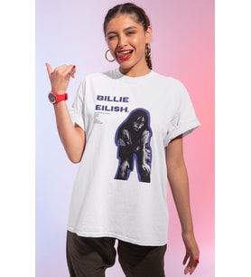 Billie Eilish Baskılı Unisex Oversize Şarkıcı Tişört