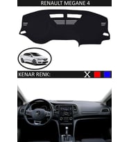 Renault Megane 4 Için Uygun Torpido Koruma Halısı Siyah Kenar Renk Siyah