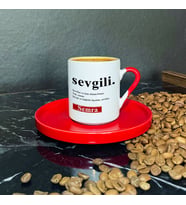 Sevgiliye Hediye Kırmızı Türk Kahvesi Fincanı