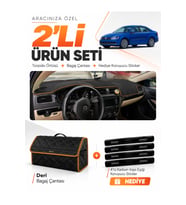 e-biz VOLKSWAGEN JETTA (2010-2018) Uyumlu Torpido Örtüsü + Deri Çanta - Siyah-Kahverengi - VW013