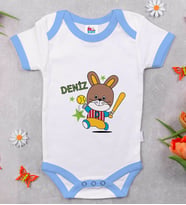 BK Kids Kişiye Özel Mavi Bebek Body Zıbın - Model 125