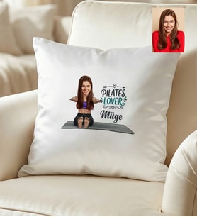 Kişiye Özel Karikatürlü Pilates Lover Yastık Doğum Günü Hediyesi