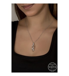 Crystal Taşlı Salkım 925 Ayar Gümüş Kolye