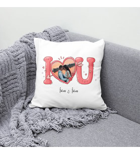 Kişiye Özel I Love You (Seni Seviyorum) Yazılı Fotoğraflı Yastık