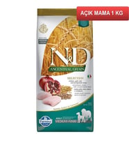 ND Düşük Tahıllı Tavuklu Narlı Medium & Maxi Köpek Maması 1 Kg AÇIK