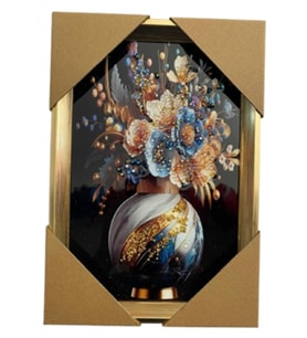 Duvar Tablo 22X32 Cm Vazoda Çiçekler Mavi 3 Boyutlu M4440-1