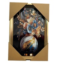 Duvar Tablo 22X32 Cm Vazoda Çiçekler Mavi 3 Boyutlu M4440-1