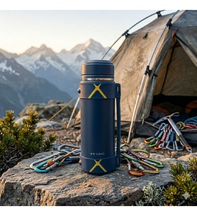 YUBAO 2000 ML Çift Katmanlı Vakumlu Paslanmaz Çelik Termos - Outdoor ve Kamp İçin Sızdırmaz Tasarım (Koyu Lacivert - Açık Gri)