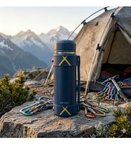 YUBAO 2000 ML Çift Katmanlı Vakumlu Paslanmaz Çelik Termos - Outdoor ve Kamp İçin Sızdırmaz Tasarım (Koyu Lacivert - Açık Gri)