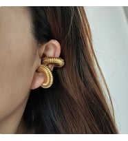 Kararmaz Paslanmaz Altın Kaplama Burgu Modeli Gold Renk Çelik Halka Küpe
