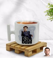 BK Gift Kişiye Özel Baba Godfather Karikatürlü T Kulplu Beyaz Middle Kupa Bardak-8