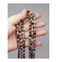 Bileklik Boy Rodonit Taşı Arpa Kesim Yarım Dizi 6*8.5mm (51120) (18CM UZUNLUĞUNDADIR)